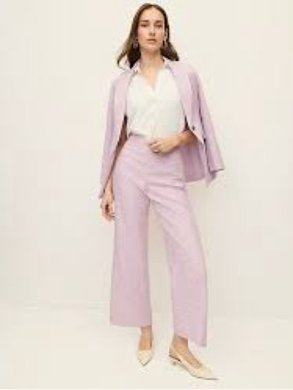 Ann Taylor Soft Lilac Wide-Leg Trousers